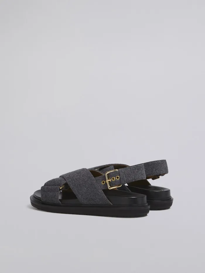 Marni Fussbett In Wool Felt Grey Womens Sandals and Wedges