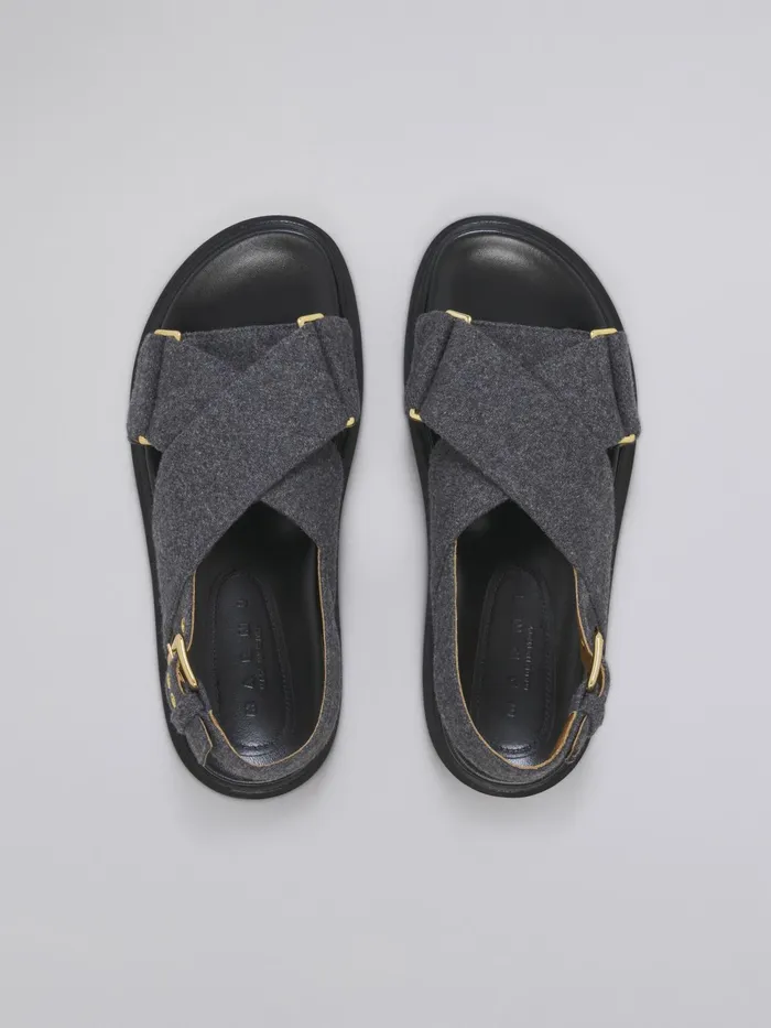 Marni Fussbett In Wool Felt Grey Womens Sandals and Wedges