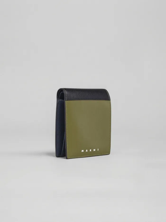 Marni Green And Blue Saffiano Leather Bifold Wallet Black Mens Wallets and Small Leather Goods Marni Green And Blue Saffiano Leather Bifold Wallet Black Mens Wallets and Small Leather Goods