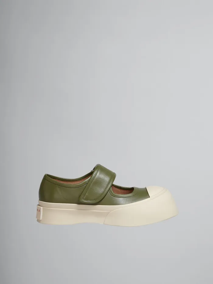 Marni Green Nappa Leather Pablo Maryjane Sneaker Dark Olive Womens Sneakers