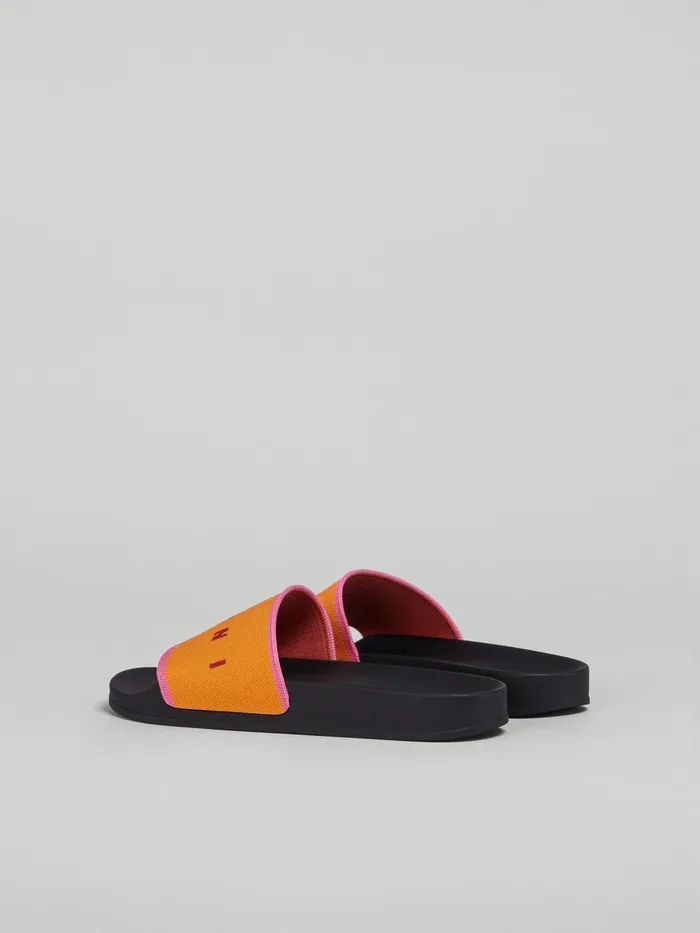Marni Orange And Pink Stretch Logo Jacquard Slide Light Orange Womens Flats