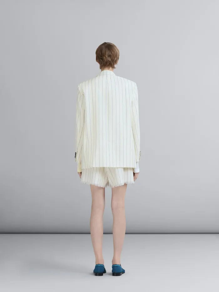 Marni Pinstriped Fresco Wool Blazer Ivory Womens Coats and Jackets Marni Pinstriped Fresco Wool Blazer Ivory Womens Coats and Jackets