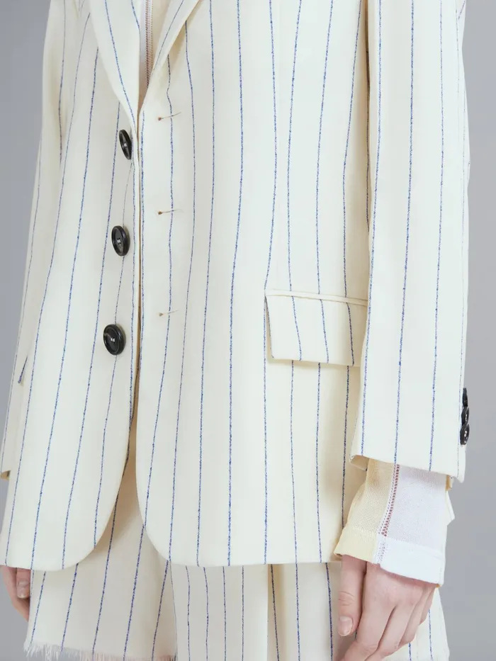 Marni Pinstriped Fresco Wool Blazer Ivory Womens Coats and Jackets Marni Pinstriped Fresco Wool Blazer Ivory Womens Coats and Jackets