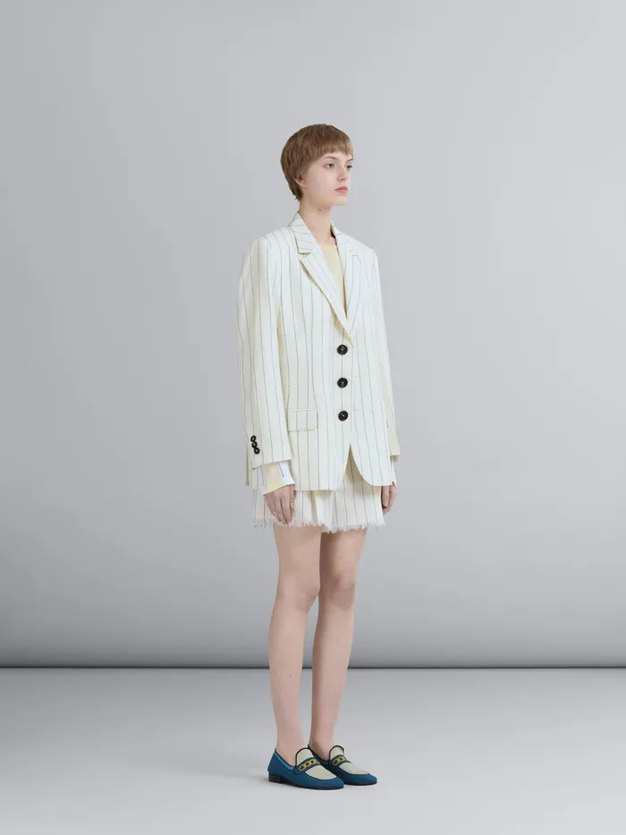 Marni Pinstriped Fresco Wool Blazer Ivory Womens Coats and Jackets Marni Pinstriped Fresco Wool Blazer Ivory Womens Coats and Jackets
