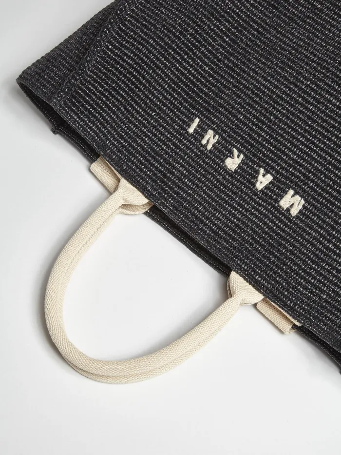 Marni Raffia Shopping Bag Black Mens Shoulder Bags Marni Raffia Shopping Bag Black Mens Shoulder Bags