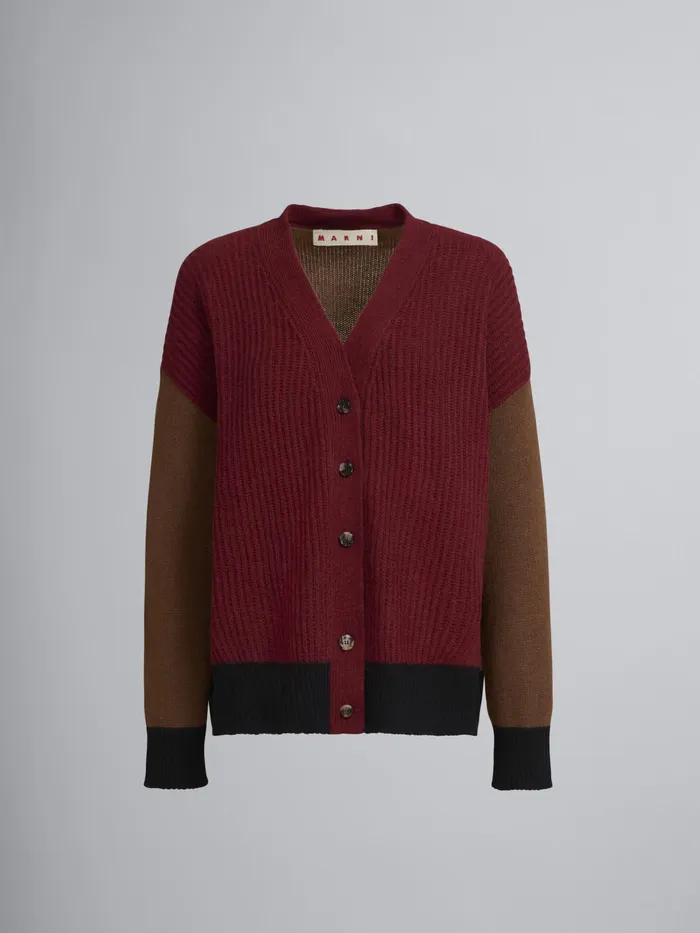 Marni Red Cashmere Vneck Cardigan Raw Sienna Womens Knitwear