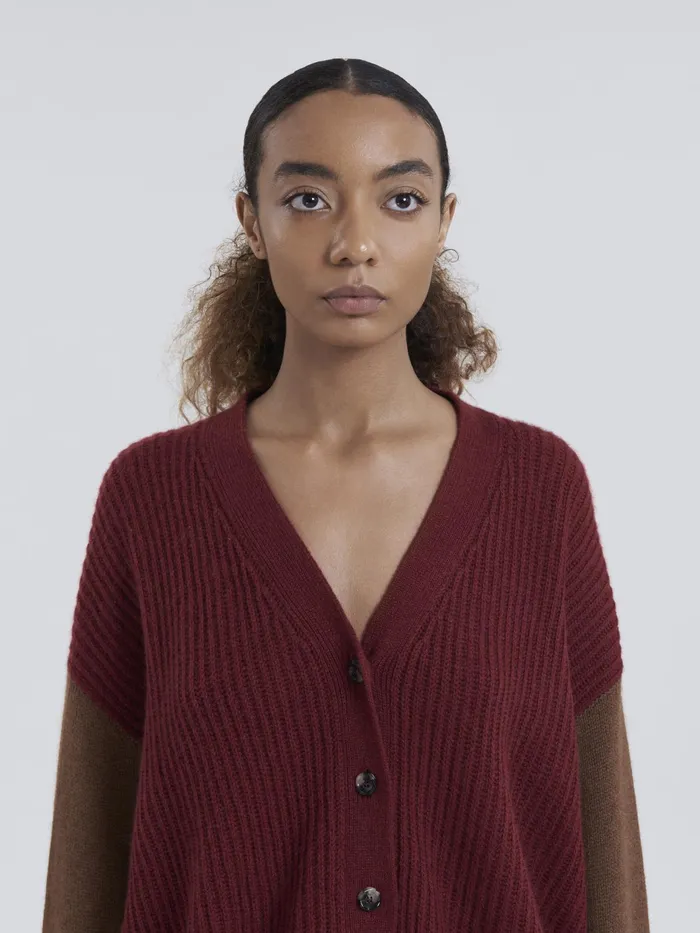 Marni Red Cashmere Vneck Cardigan Raw Sienna Womens Knitwear Marni Red Cashmere Vneck Cardigan Raw Sienna Womens Knitwear
