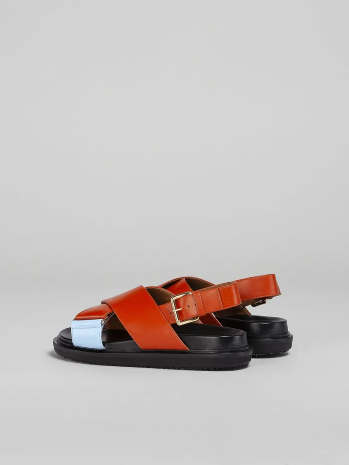 Marni Sky Blue And Orange Leather Fussbett Brick Womens Sandals and Wedges Marni Sky Blue And Orange Leather Fussbett Brick Womens Sandals and Wedges