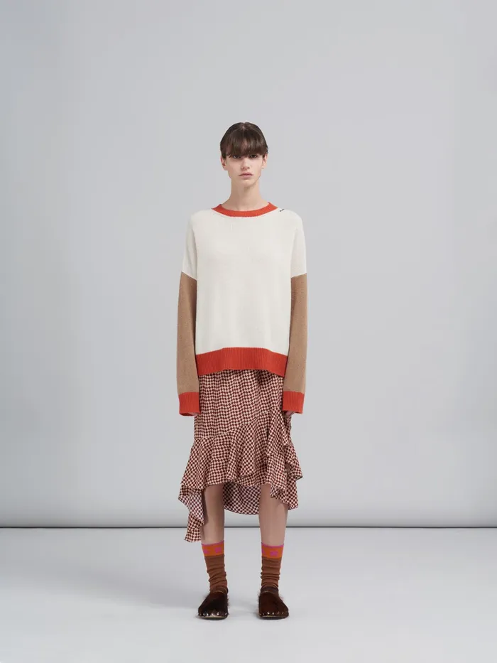 Marni Small Rhombus Print Silk Crepe Skirt Clay Womens Skirts Marni Small Rhombus Print Silk Crepe Skirt Clay Womens Skirts