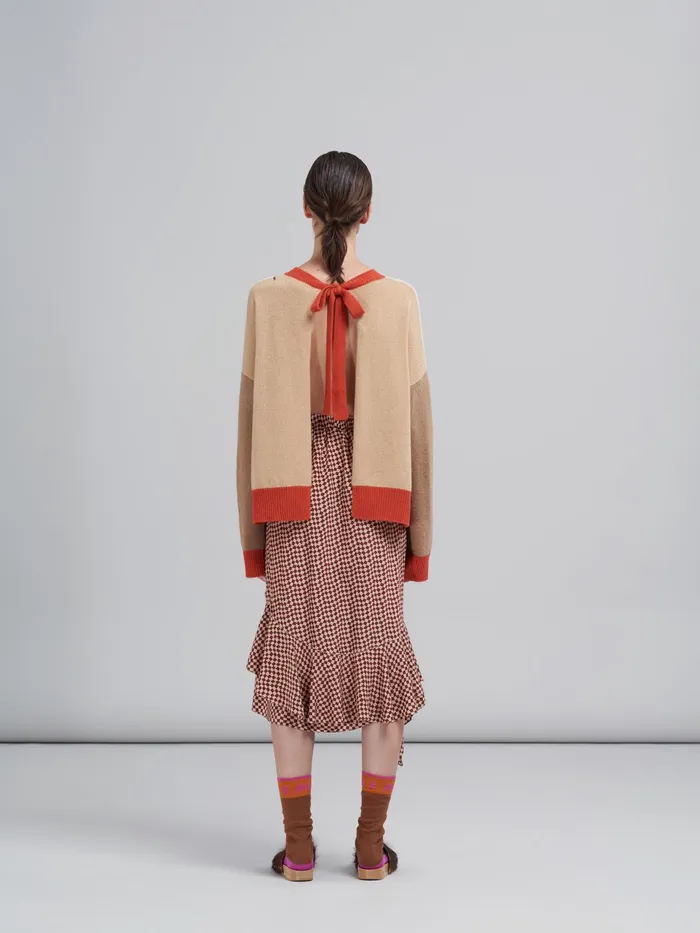 Marni Small Rhombus Print Silk Crepe Skirt Clay Womens Skirts Marni Small Rhombus Print Silk Crepe Skirt Clay Womens Skirts