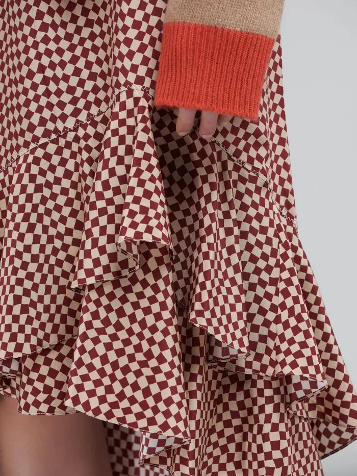 Marni Small Rhombus Print Silk Crepe Skirt Clay Womens Skirts Marni Small Rhombus Print Silk Crepe Skirt Clay Womens Skirts
