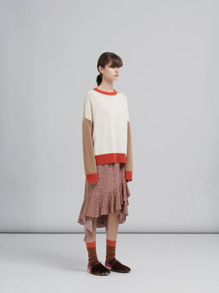Marni Small Rhombus Print Silk Crepe Skirt Clay Womens Skirts Marni Small Rhombus Print Silk Crepe Skirt Clay Womens Skirts