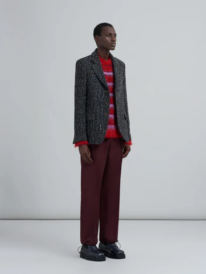 Marni Striped Brushed Mohair Sweater Red Mens Knitwear Marni Striped Brushed Mohair Sweater Red Mens Knitwear