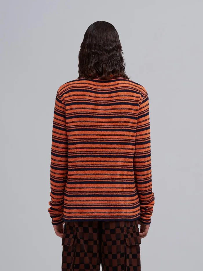 Marni Terrycloth Effect Striped Cotton Blend Sweater Indian Orange Mens Knitwear Marni Terrycloth Effect Striped Cotton Blend Sweater Indian Orange Mens Knitwear