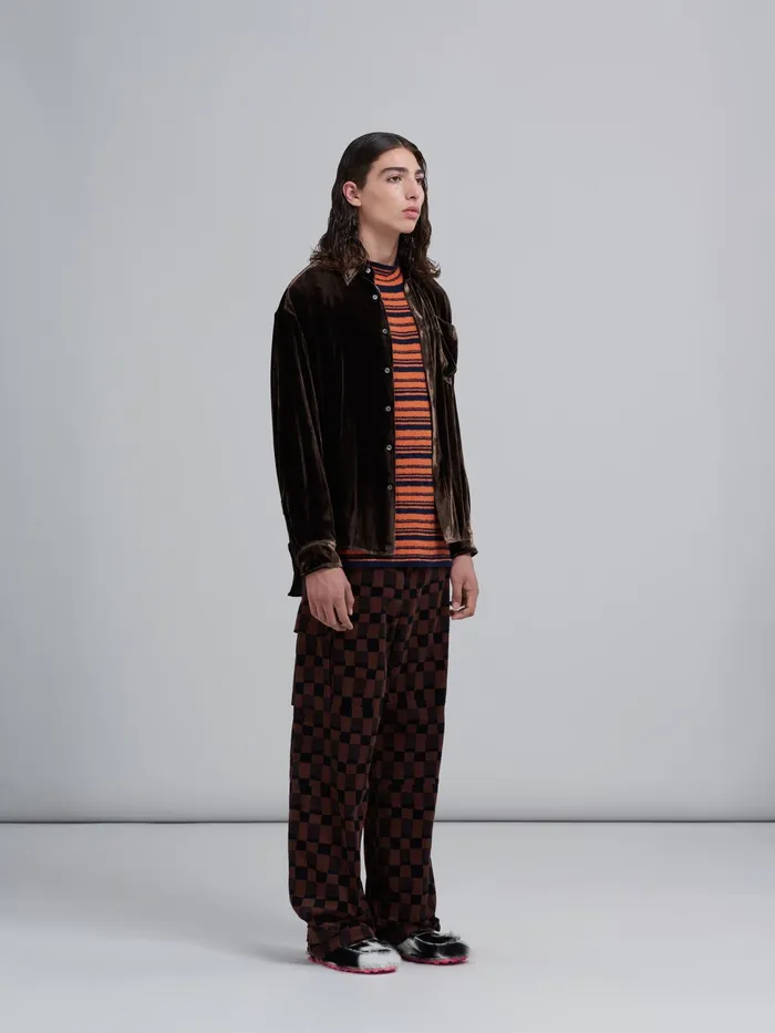 Marni Terrycloth Effect Striped Cotton Blend Sweater Indian Orange Mens Knitwear Marni Terrycloth Effect Striped Cotton Blend Sweater Indian Orange Mens Knitwear