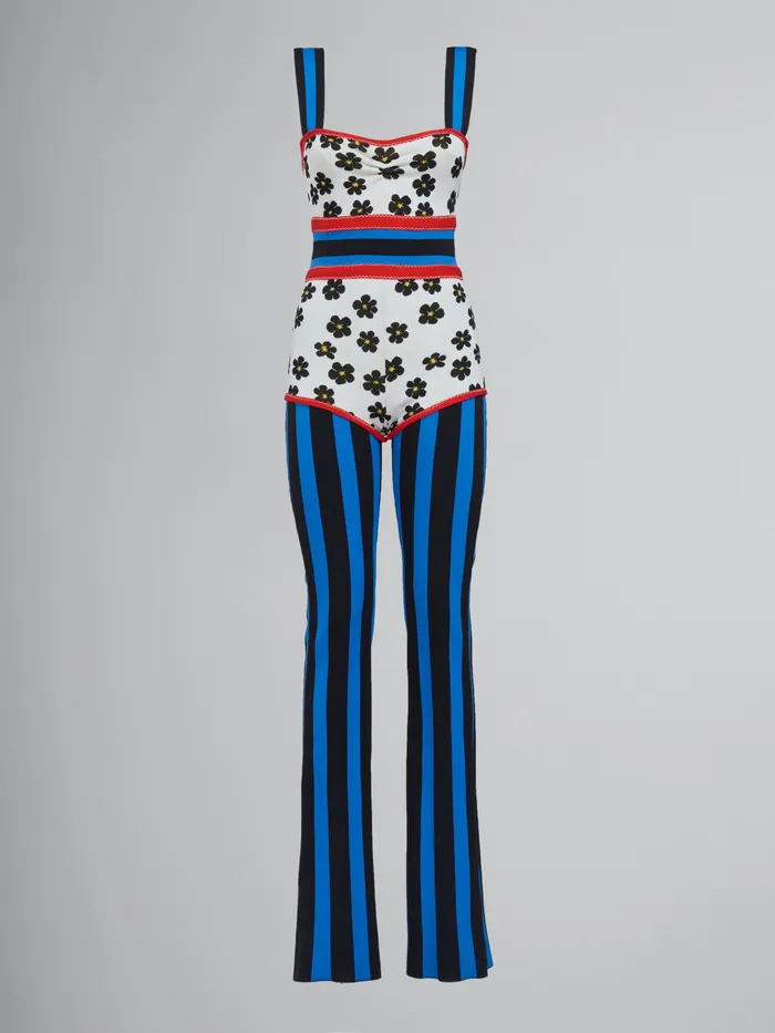 Marni Trompe L039il Jacquard Knit Jumpsuit Natural White Womens Pants
