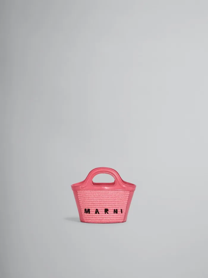 Marni Tropicalia Micro Bag In Pink Leather And Raffia Fuchsia Fluo Womens Handbags Marni Tropicalia Micro Bag In Pink Leather And Raffia Fuchsia Fluo Womens Handbags