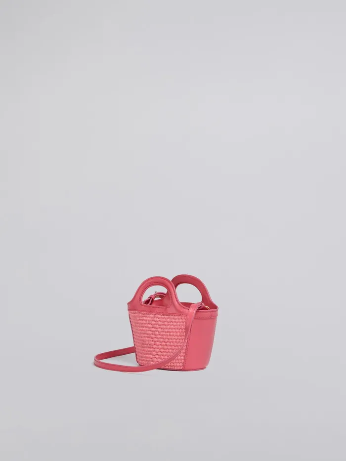 Marni Tropicalia Micro Bag In Pink Leather And Raffia Fuchsia Fluo Womens Handbags Marni Tropicalia Micro Bag In Pink Leather And Raffia Fuchsia Fluo Womens Handbags