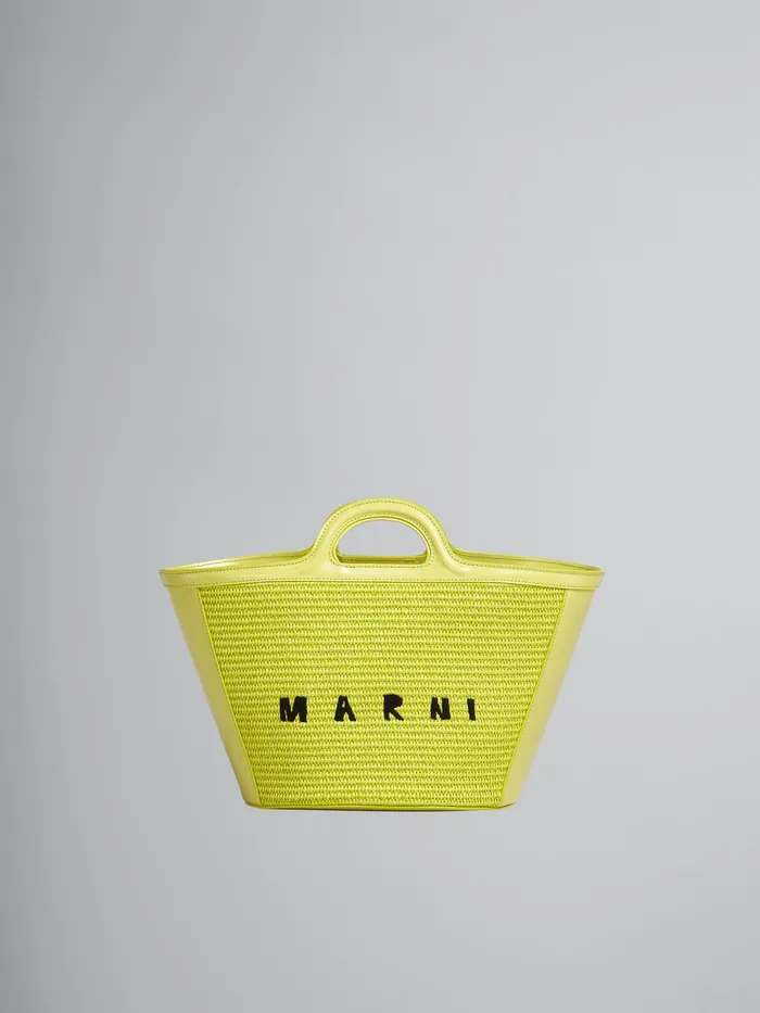 Marni Tropicalia Small Bag In Yellow Leather And Raffia Lime Womens Handbags