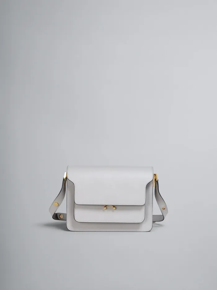 Marni Trunk Medium Bag In Grey Saffiano Leather Pelican Womens Crossbody Bags