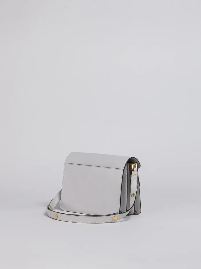 Marni Trunk Medium Bag In Grey Saffiano Leather Pelican Womens Crossbody Bags Marni Trunk Medium Bag In Grey Saffiano Leather Pelican Womens Crossbody Bags