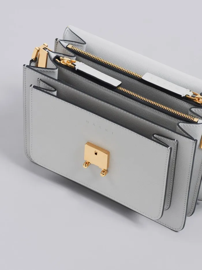 Marni Trunk Medium Bag In Grey Saffiano Leather Pelican Womens Crossbody Bags Marni Trunk Medium Bag In Grey Saffiano Leather Pelican Womens Crossbody Bags