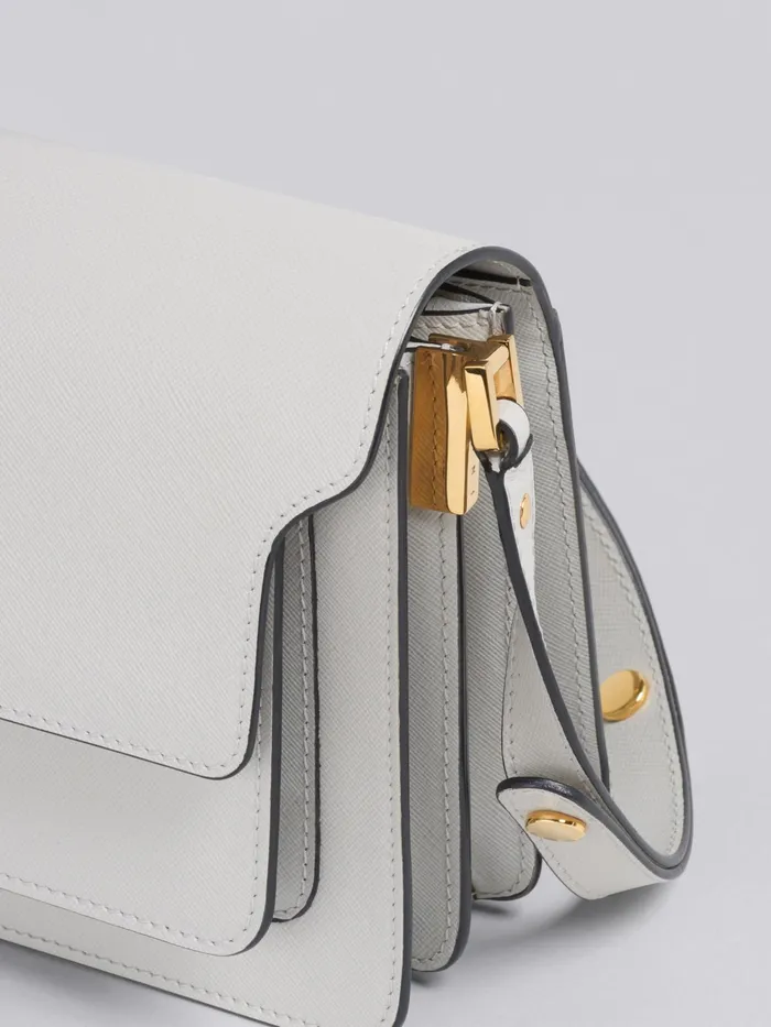 Marni Trunk Medium Bag In Grey Saffiano Leather Pelican Womens Crossbody Bags Marni Trunk Medium Bag In Grey Saffiano Leather Pelican Womens Crossbody Bags