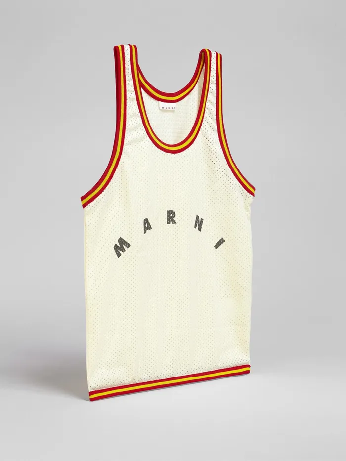 Marni White Basket Tank Top Shopping Bag In Tech Fabric Silk White Mens Shoulder Bags Marni White Basket Tank Top Shopping Bag In Tech Fabric Silk White Mens Shoulder Bags