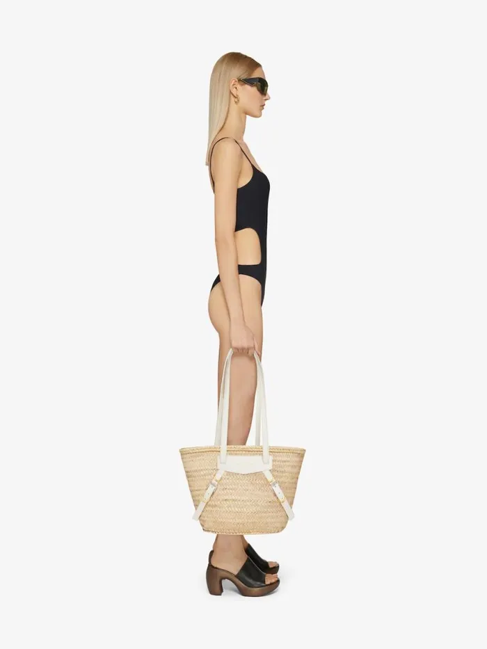 Medium Voyou Basket Bag In Raffia Ivory Women Givenchy Shoulder Bags