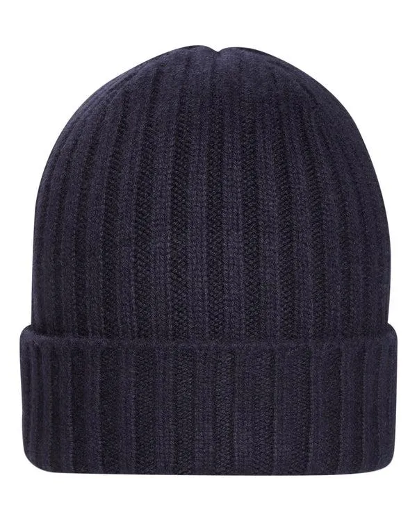 Men 007 Chunky Ribbed Cashmere HatIn Navy Blue Navy Blue NPeal Hats