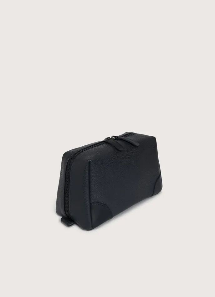 Men Bags and Toiletry Bags Faonnable Leather Washbag Marine Blue