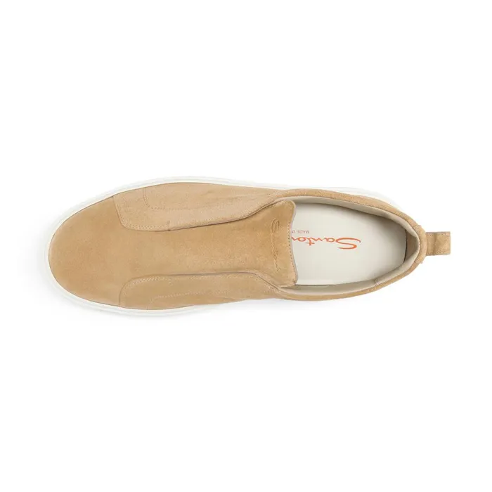 Men Beige Suede SlipOn Sneaker Santoni Sneakers