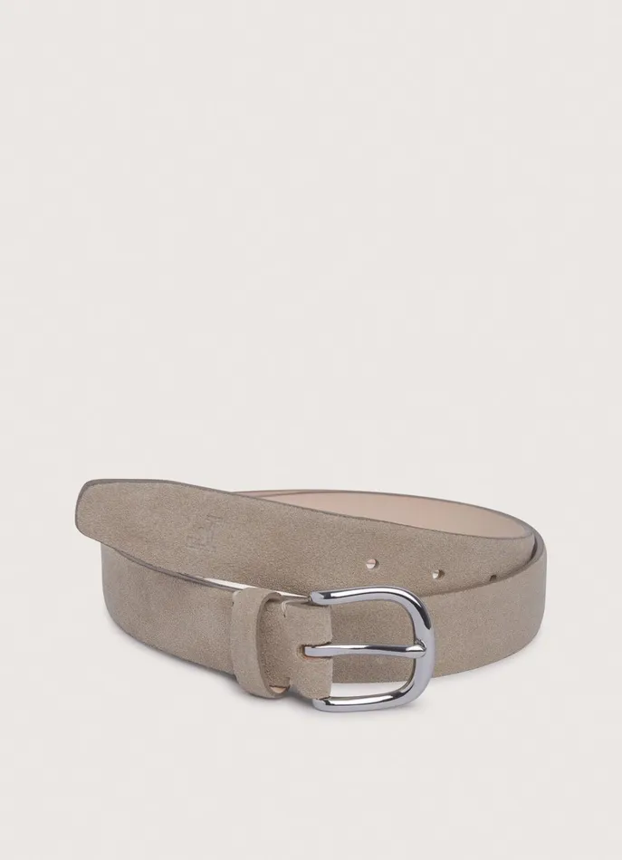 Men Belts Faonnable Suede Belt Concealed Beige
