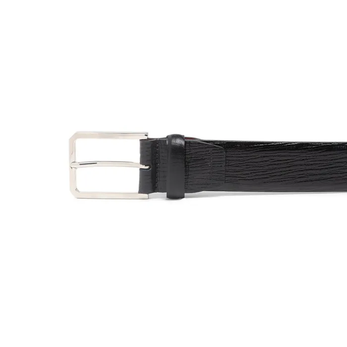 Men Blue Embossed Leather Adjustable Belt Santoni Belts