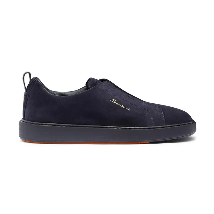 Men Blue Suede SlipOn Sneaker Santoni Sneakers
