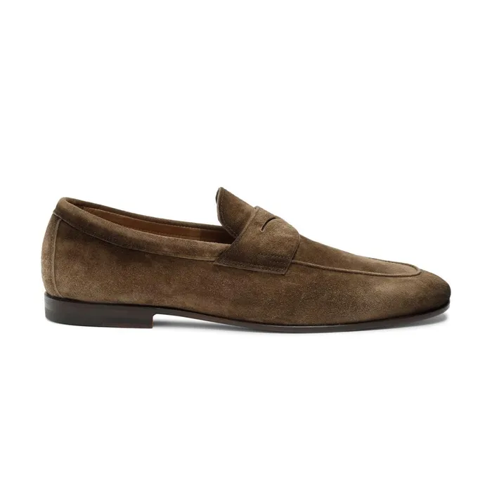 Men Brown Suede Carlo Loafer Santoni Loafers