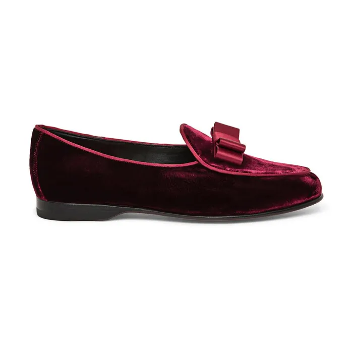 Men Burgundy Velvet Andrea Loafer Santoni Loafers