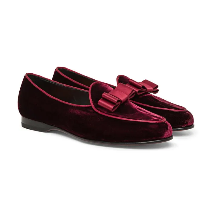 Men Burgundy Velvet Andrea Loafer Santoni Loafers