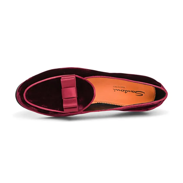 Men Burgundy Velvet Andrea Loafer Santoni Loafers