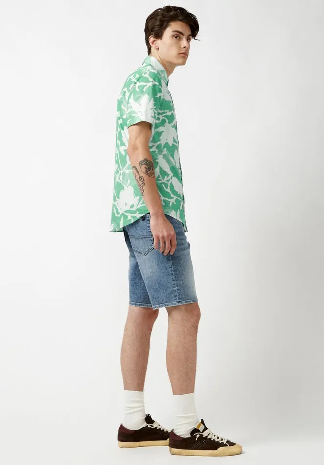 Men Collared Short Sleeves Susara Green Printed Shirt Cockatoo Buffalo David Bitton Shirts