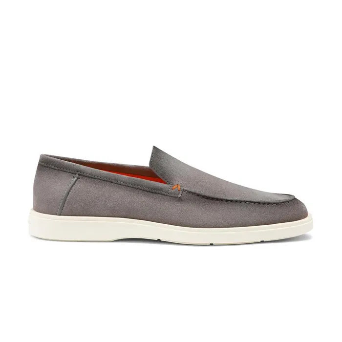 Men Grey Suede Loafer Santoni Loafers