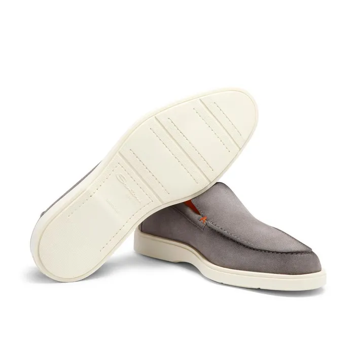 Men Grey Suede Loafer Santoni Loafers