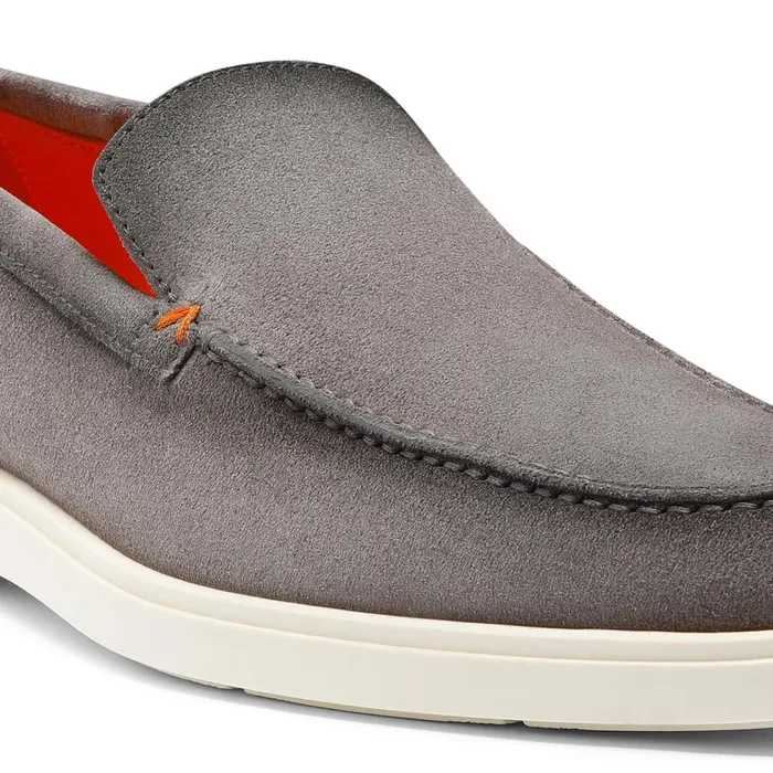 Men Grey Suede Loafer Santoni Loafers