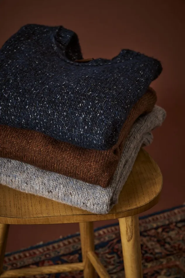 Men Knits MOS MOSH MMGGiorgio Autumn Roll Neck Knit Ocean Blue Melange