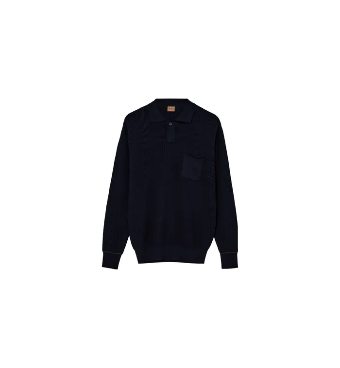 Men Knits MOS MOSH MMGMilner LS Polo Knit Navy