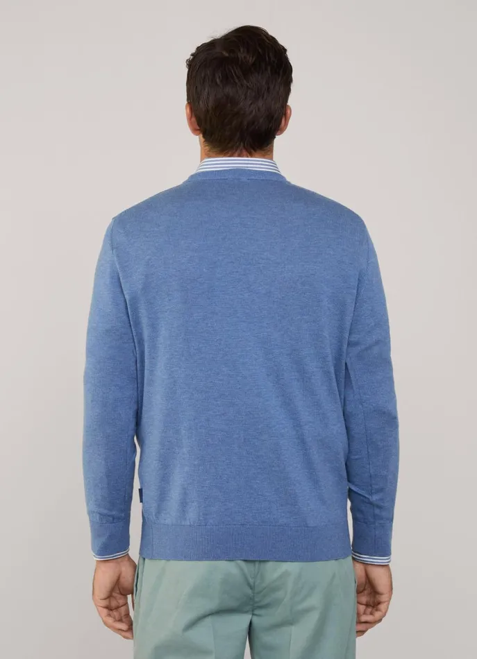 Men Knitwear Faonnable Crew Neck Jumper Blue Marl
