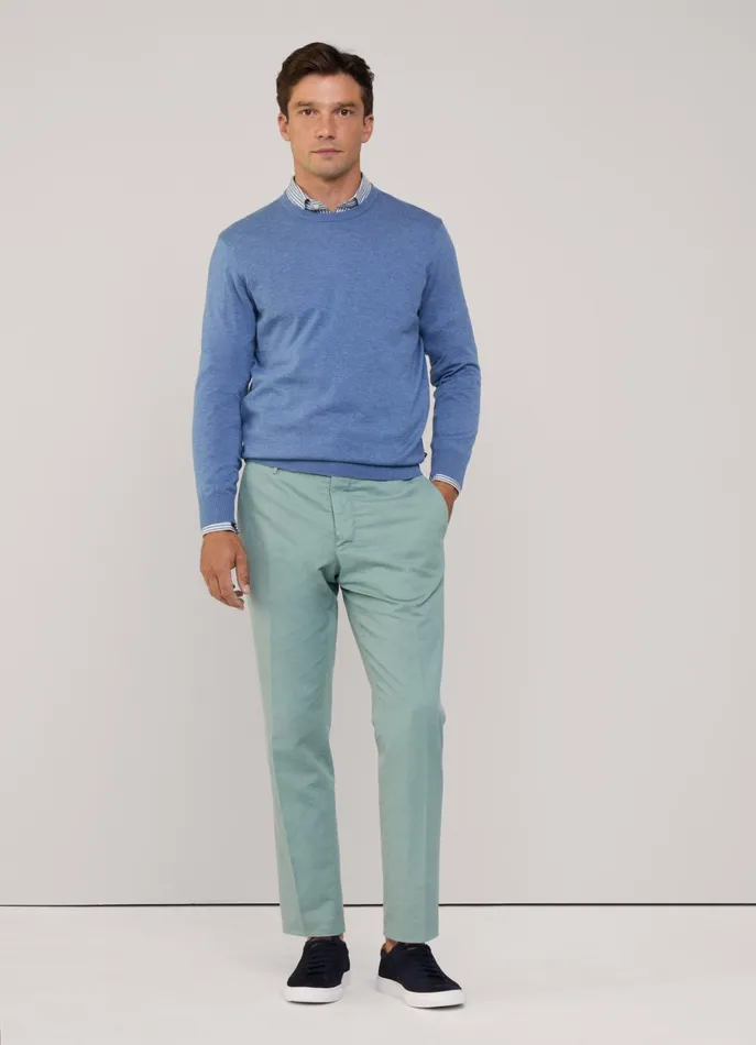 Men Knitwear Faonnable Crew Neck Jumper Blue Marl