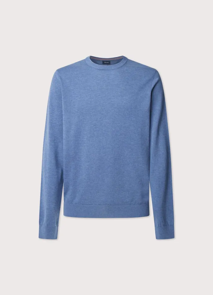 Men Knitwear Faonnable Crew Neck Jumper Blue Marl