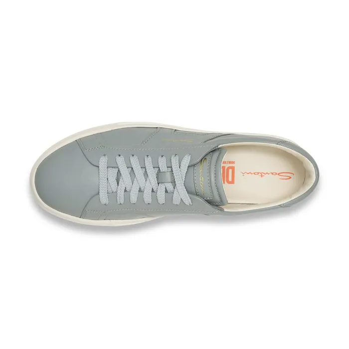 Men Light Blue Leather Double Buckle Sneaker Santoni Sneakers