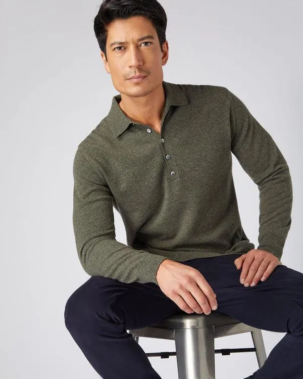 Men Men039s Button Cashmere Polo ShirtIn Moss Green Moss Green NPeal Polos and Tshirts Men Men039s Button Cashmere Polo ShirtIn Moss Green Moss Green NPeal Polos and Tshirts